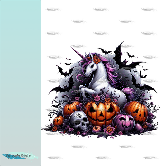 Bügelbild Gothik Halloween Einhorn #4