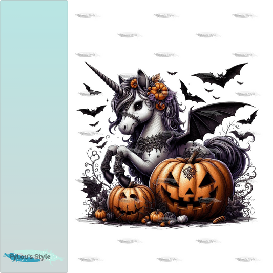 Bügelbild Gothik Halloween Einhorn #5