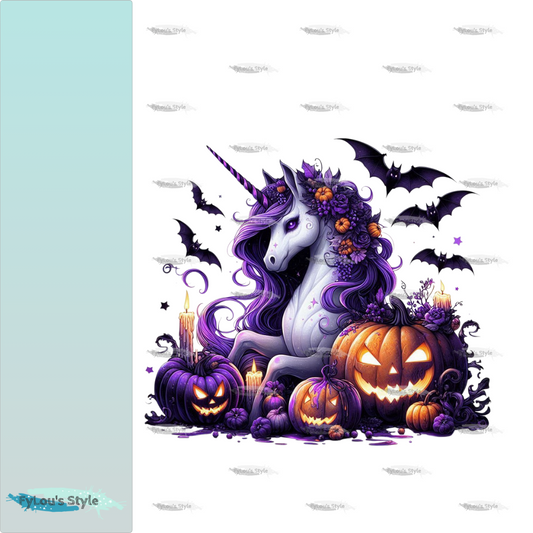 Bügelbild Gothik Halloween Einhorn #7