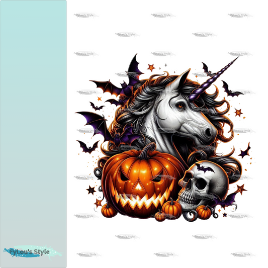 Bügelbild Gothik Halloween Einhorn #8