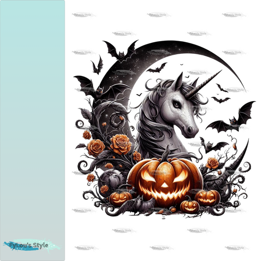 Bügelbild Gothik Halloween Einhorn #9