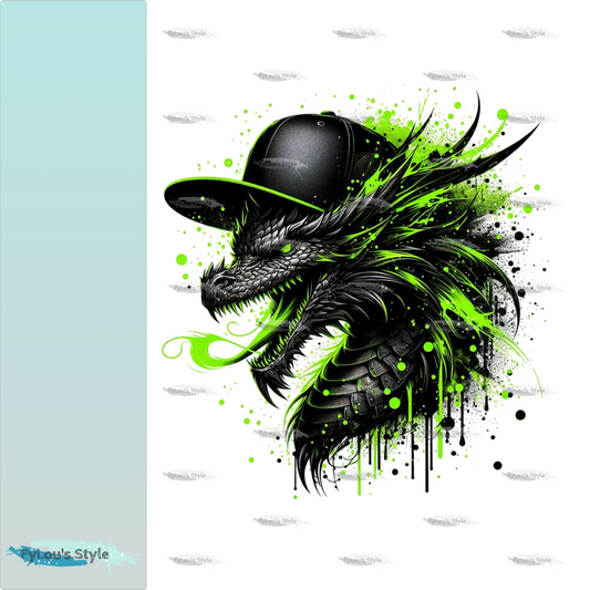 Bügelbild Green Neon Black Dragon #1