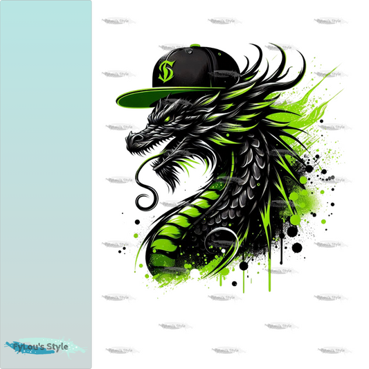 Bügelbild Green Neon Black Dragon #3