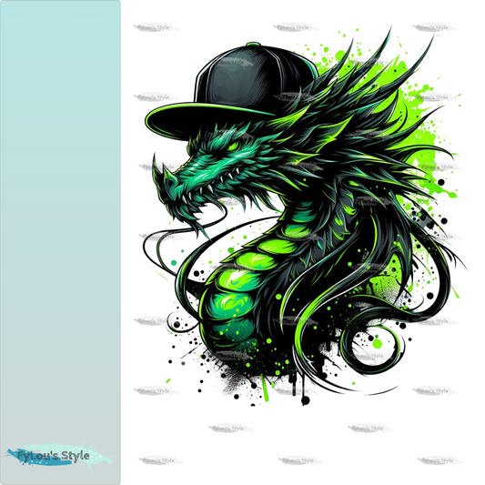 Bügelbild Green Neon Black Dragon #4