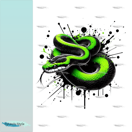 Bügelbild Grün Neon Schlange #3