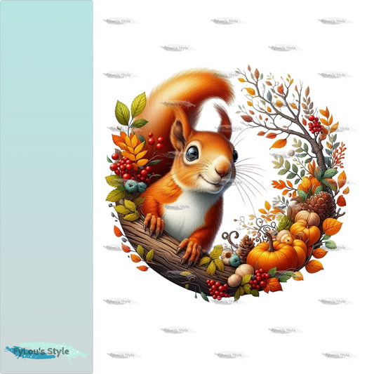 Bügelbild Guck Guck Eichhörnchen Herbst