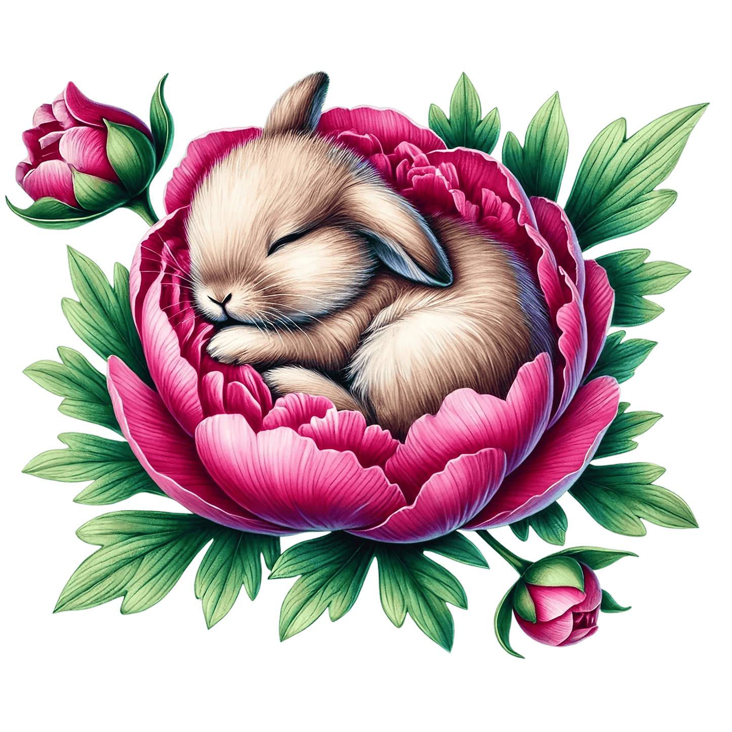 Bügelbild Häschen in Blumenblüte #2