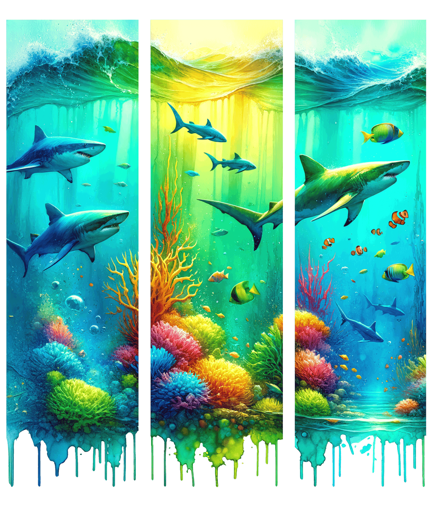 Bügelbild Streifen Motivwelt "Haifisch Neon"