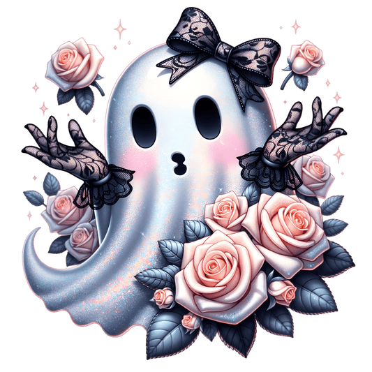Bügelbild Halloween Blumen Geist