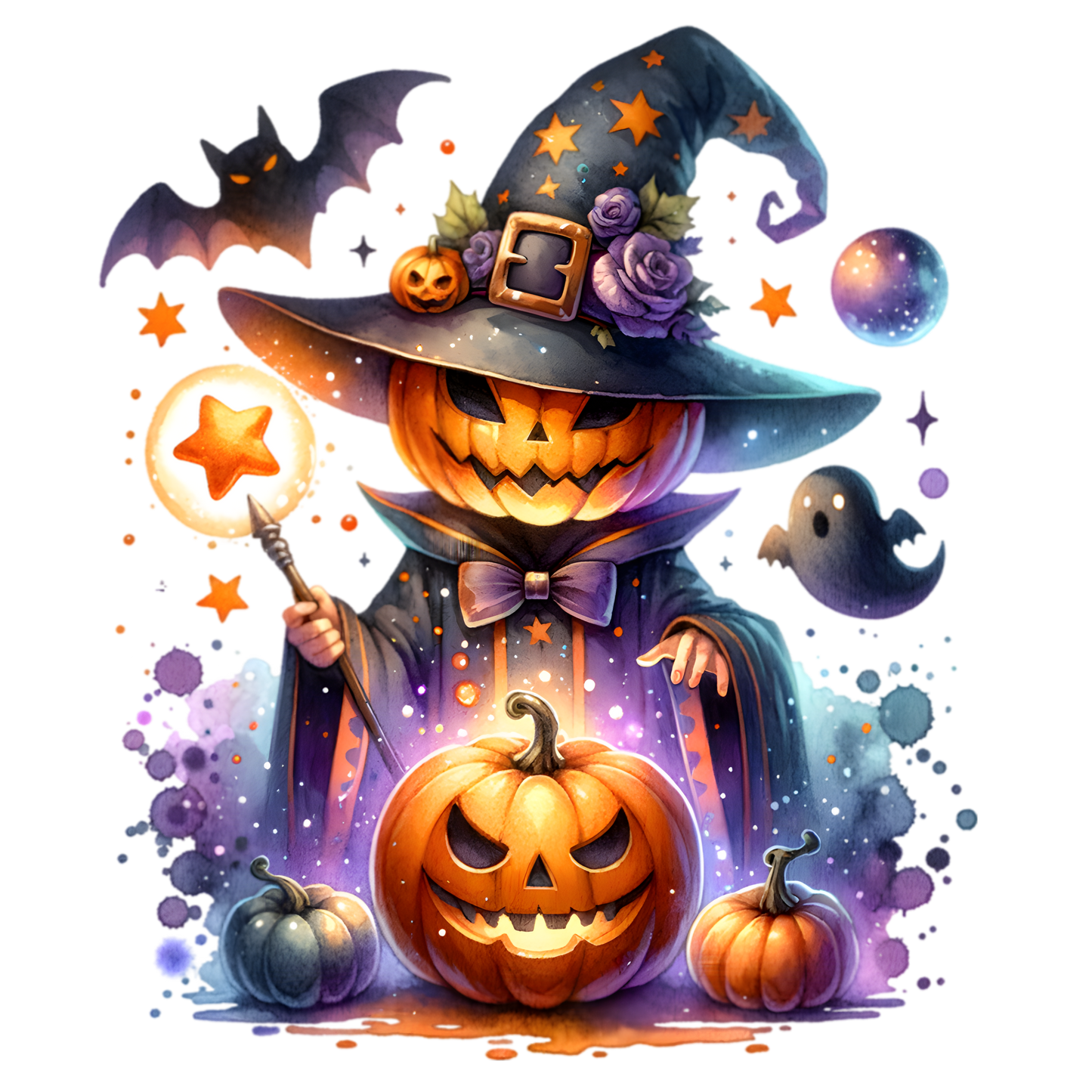Bügelbild Halloween Hexen Kürbis