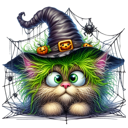 Bügelbild Halloween Katze mit Hut #1