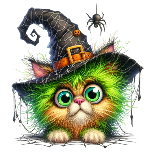 Bügelbild Halloween Katze mit Hut #4