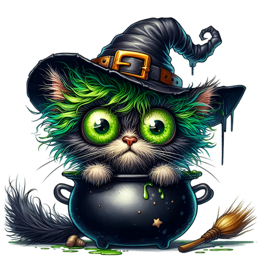 Bügelbild Halloween Katze mit Hut #7