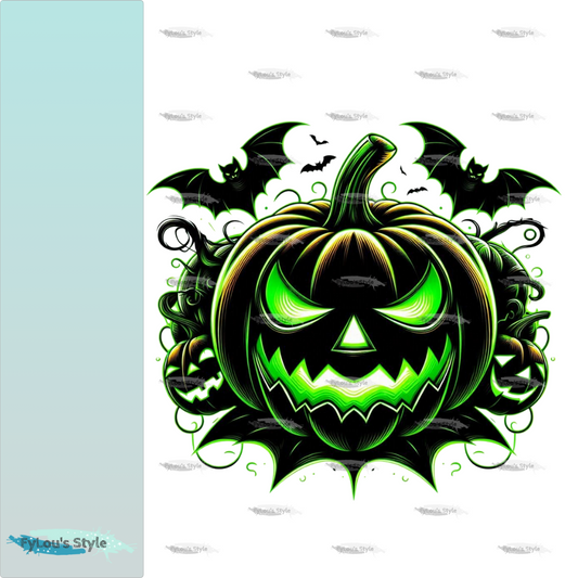 Bügelbild Halloween Neon Green Kürbis #1