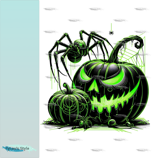Bügelbild Halloween Neon Green Kürbis #3