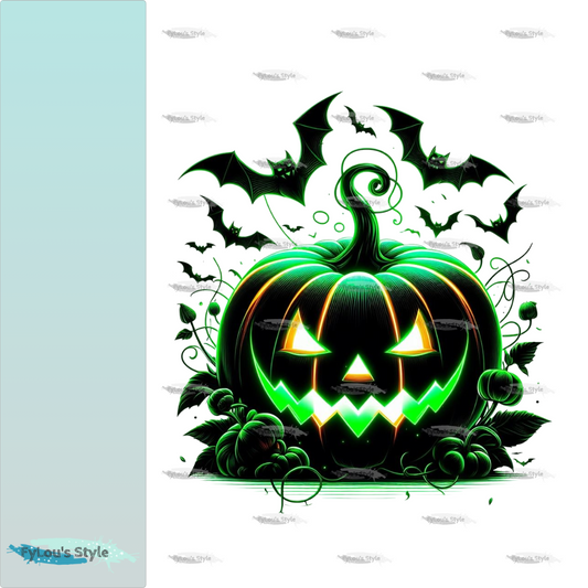 Bügelbild Halloween Neon Green Kürbis #4
