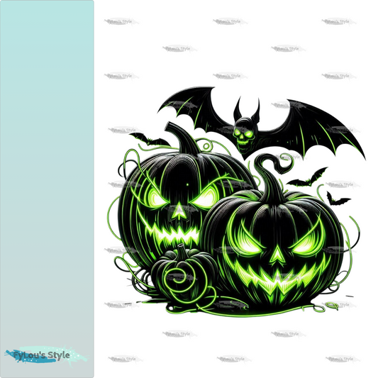 Bügelbild Halloween Neon Green Kürbis #5