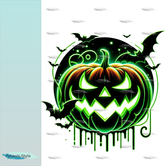 Bügelbild Halloween Neon Green Kürbis #6
