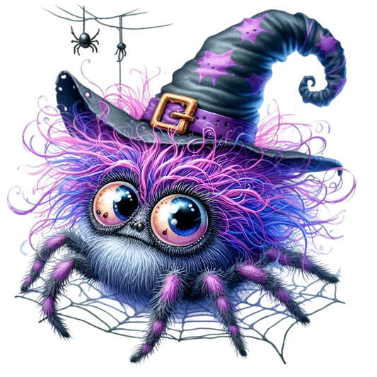Bügelbild Halloween Spinne mit Hut #10