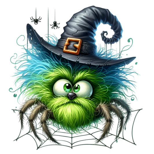 Bügelbild Halloween Spinne mit Hut #14