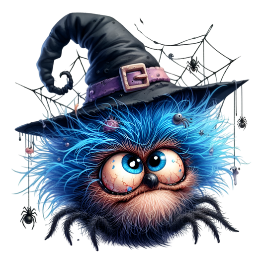 Bügelbild Halloween Spinne mit Hut #8