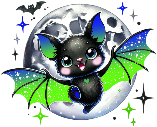 Bügelbild Halloween Fledermaus blau