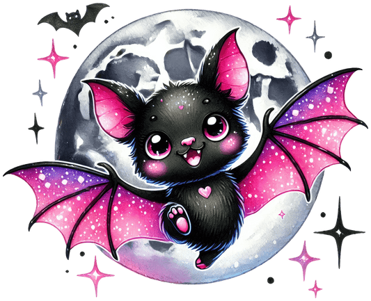 Bügelbild Halloween Fledermaus pink