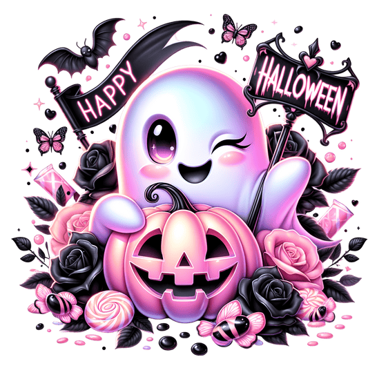 Bügelbild Happy Halloween süßer Geist
