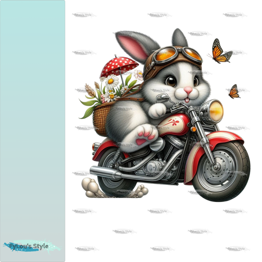 Bügelbild Hase Biker Fylou's Style