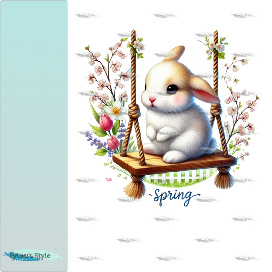 Bügelbild Hase auf Schaukel #1 Fylou's Style