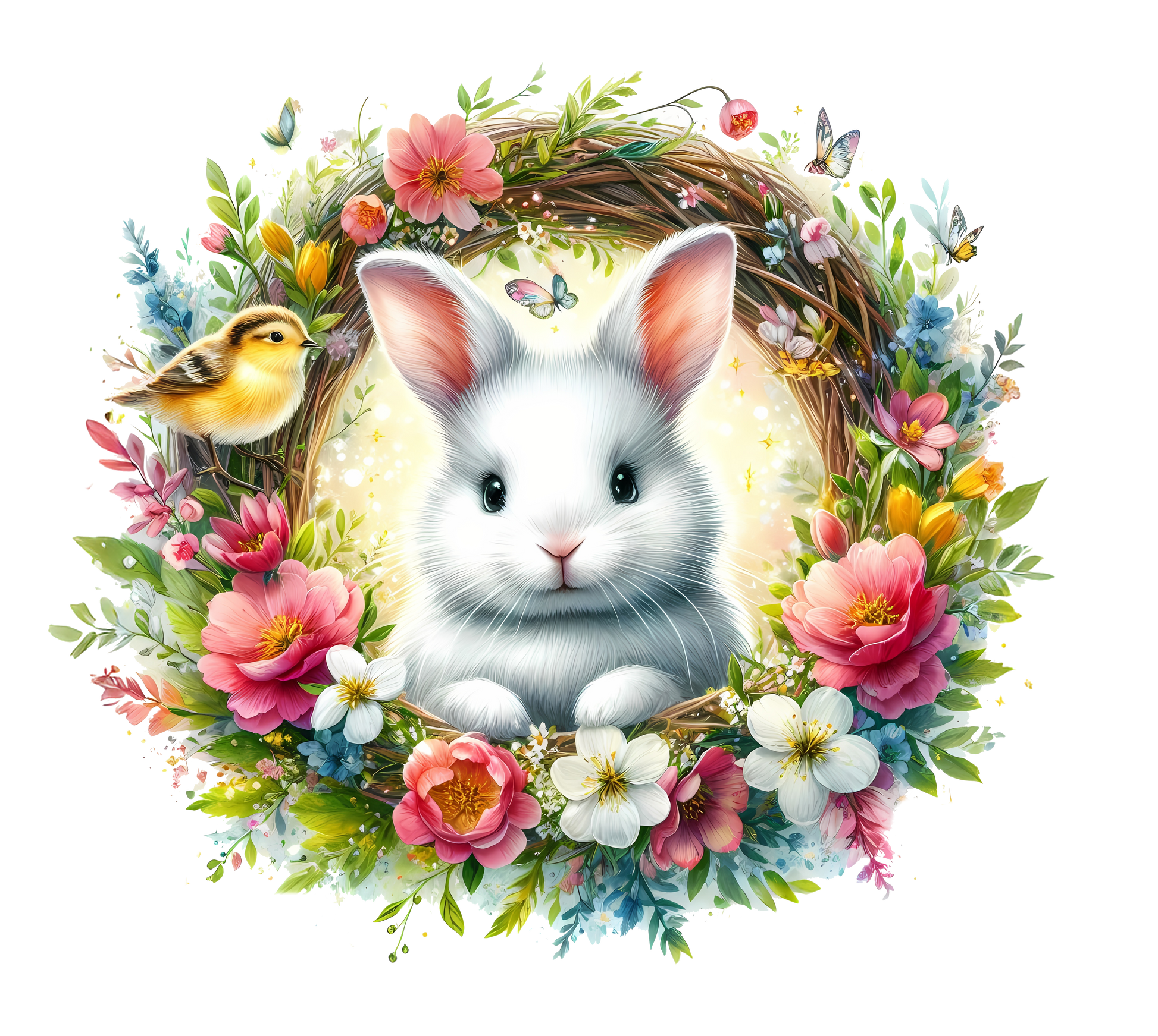 Bügelbild Hase im Blumenkranz Fylou's Style