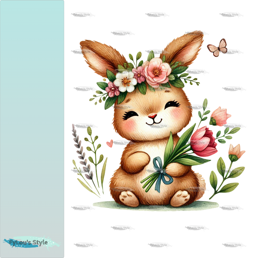 Bügelbild Hasi Blumen #1 Fylou's Style