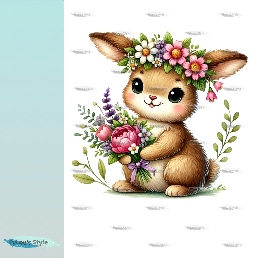 Bügelbild Hasi Blumen #2 Fylou's Style