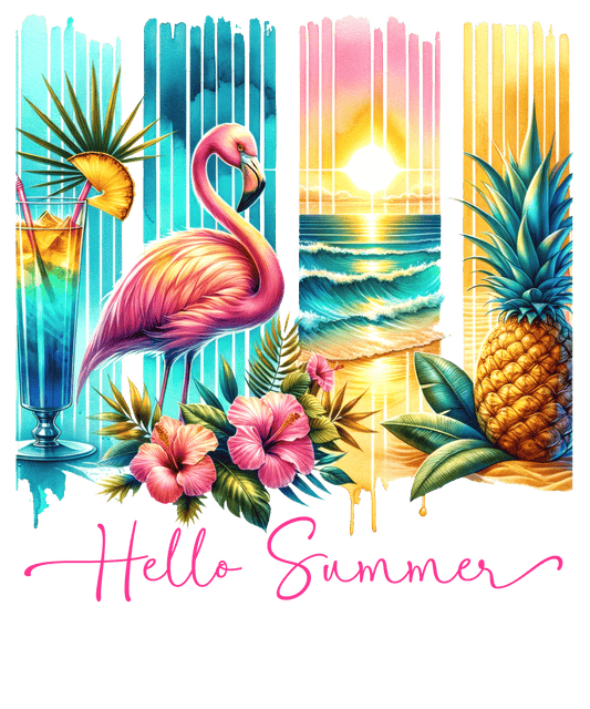 Bügelbild Streifen Motivwelt "Hello Summer Flamingo"