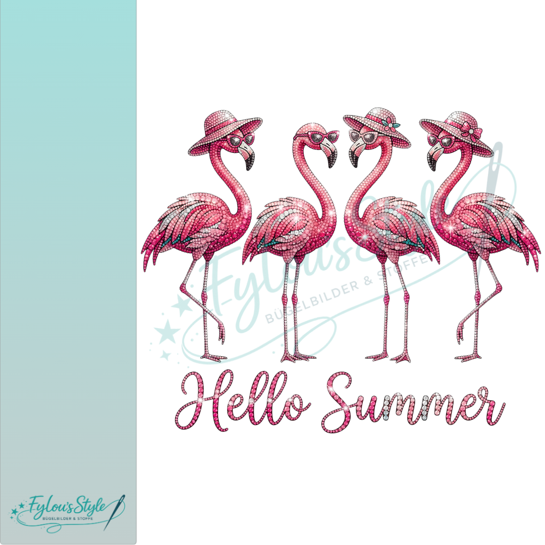Bügelbild  Hello Summer Flamingo