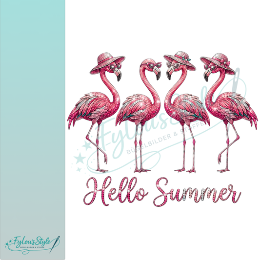 Bügelbild  Hello Summer Flamingo
