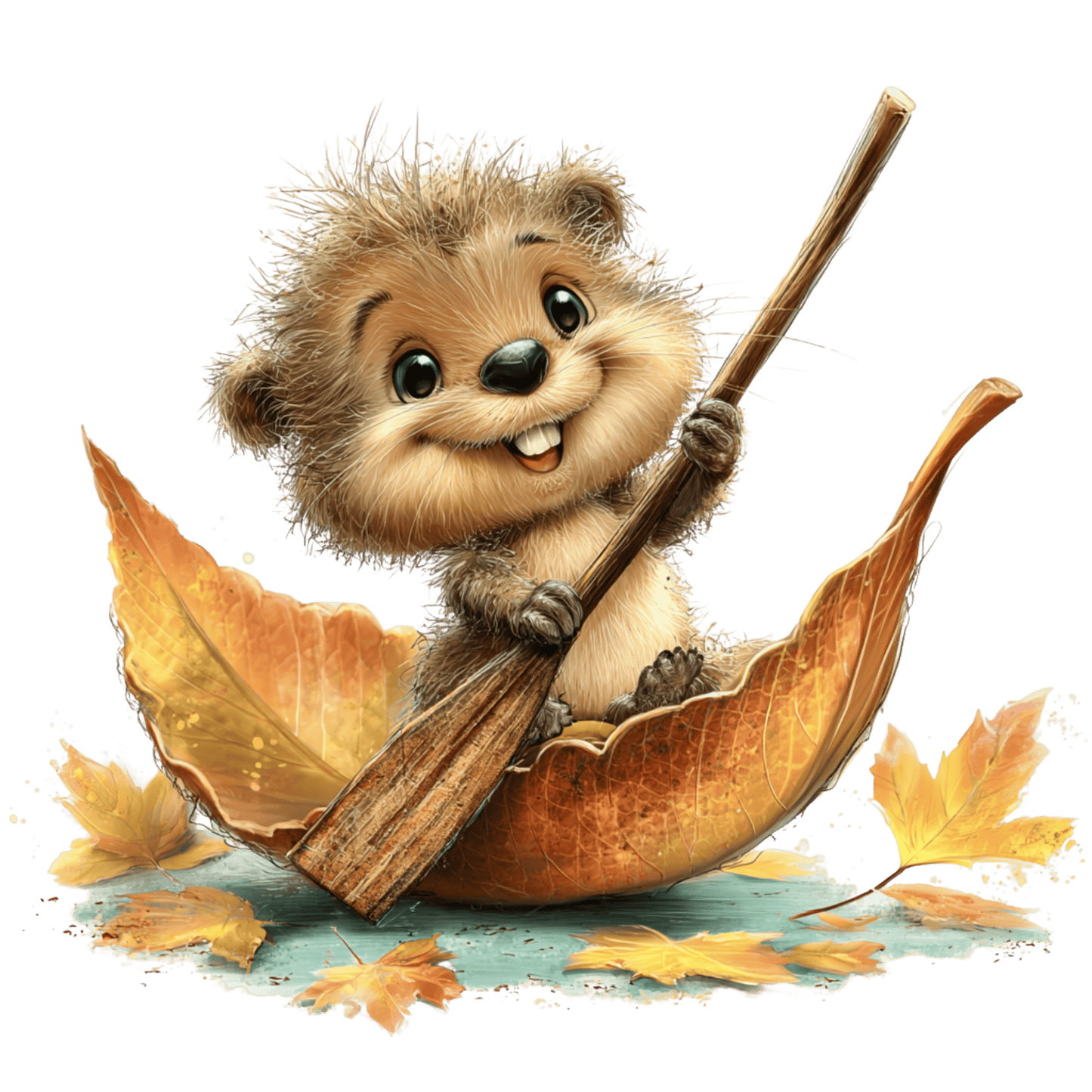 Bügelbild Herbstlaub Tiere #10 Biber