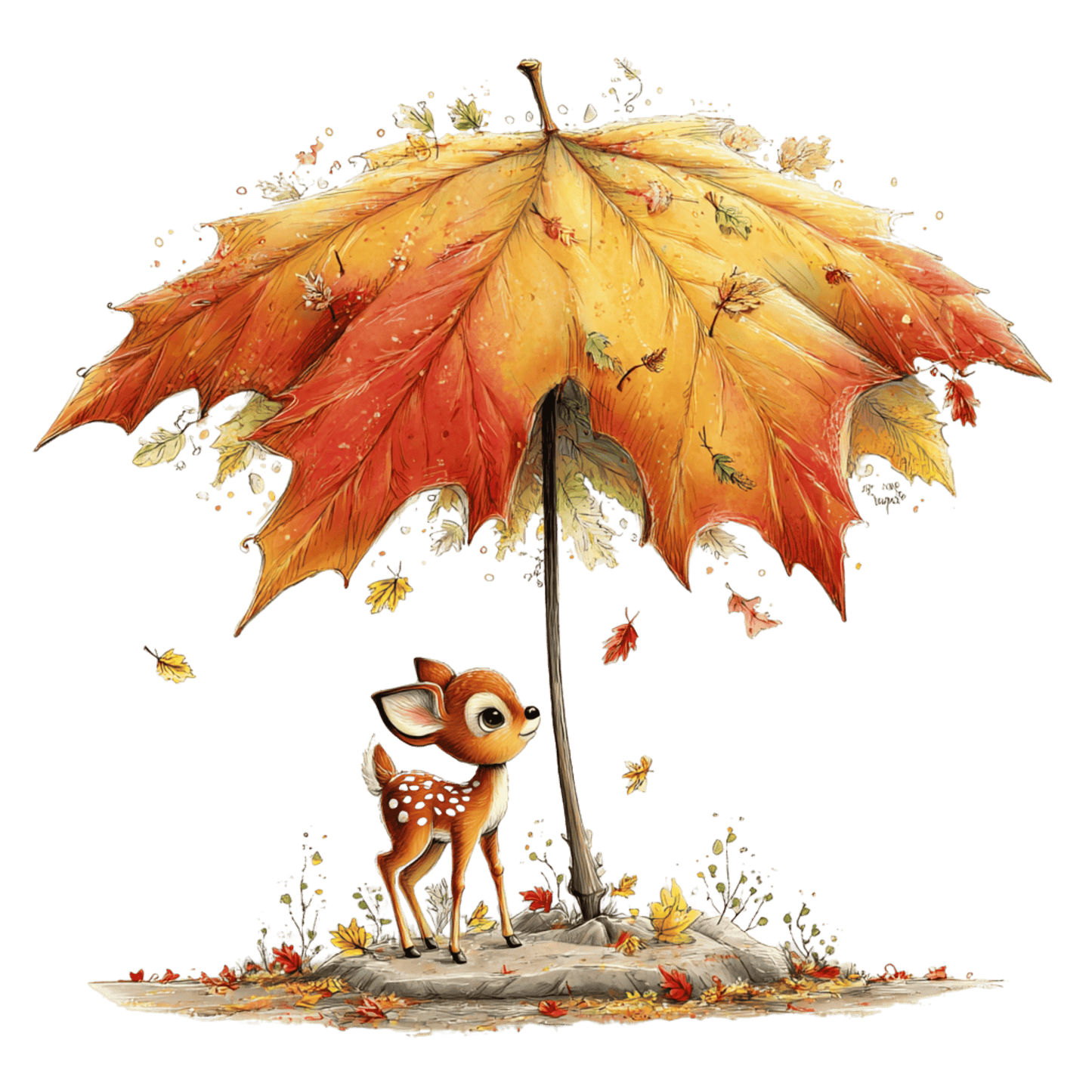 Bügelbild Herbstlaub Tiere #13 Reh