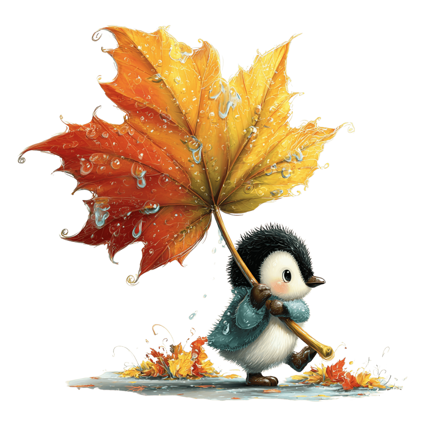 Bügelbild Herbstlaub Tiere #3 Pinguin