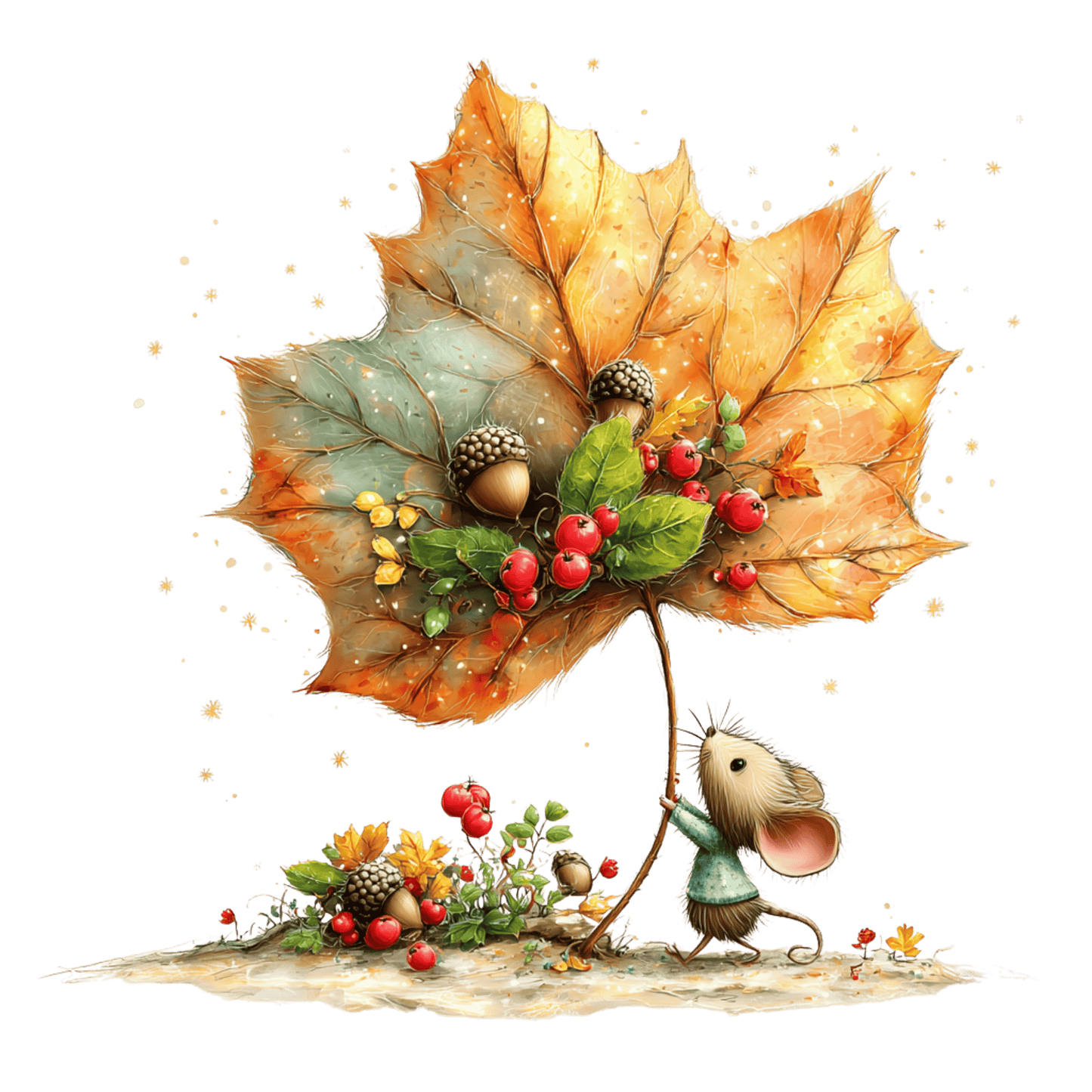 Bügelbild Herbstlaub Tiere #5 Maus