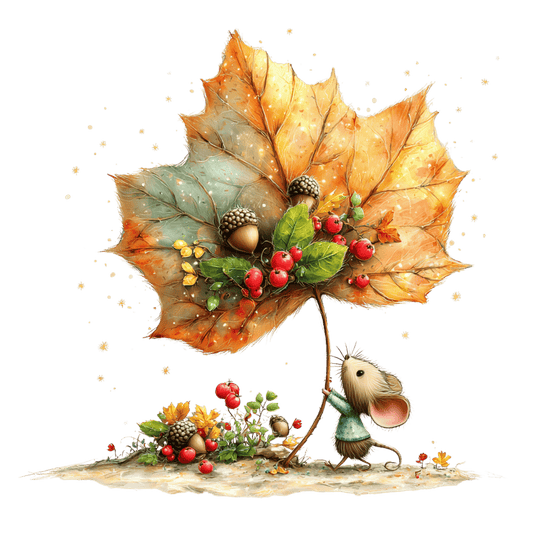 Bügelbild Herbstlaub Tiere #5 Maus