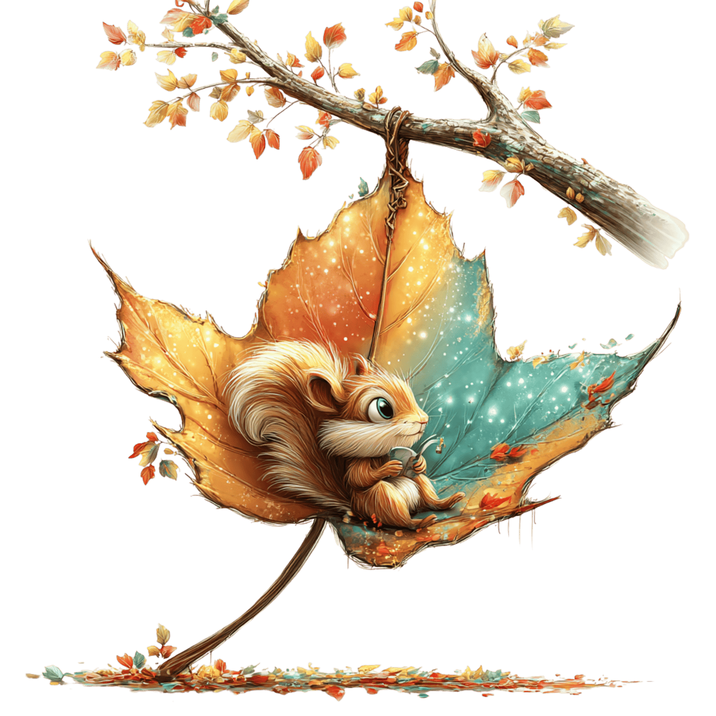 Bügelbild Herbstlaub Tiere #6 Eichhörnchen