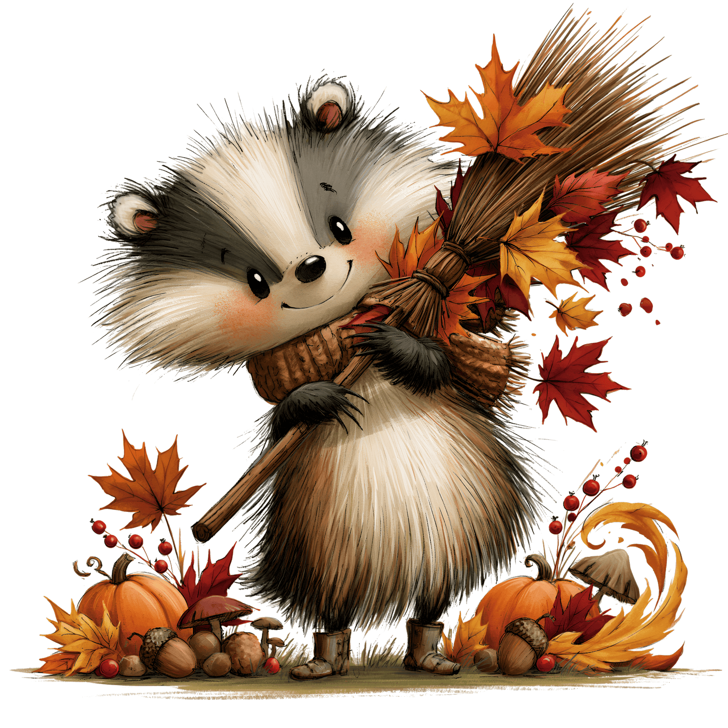 Bügelbild Herbstwald Tiere #14 Waschbär