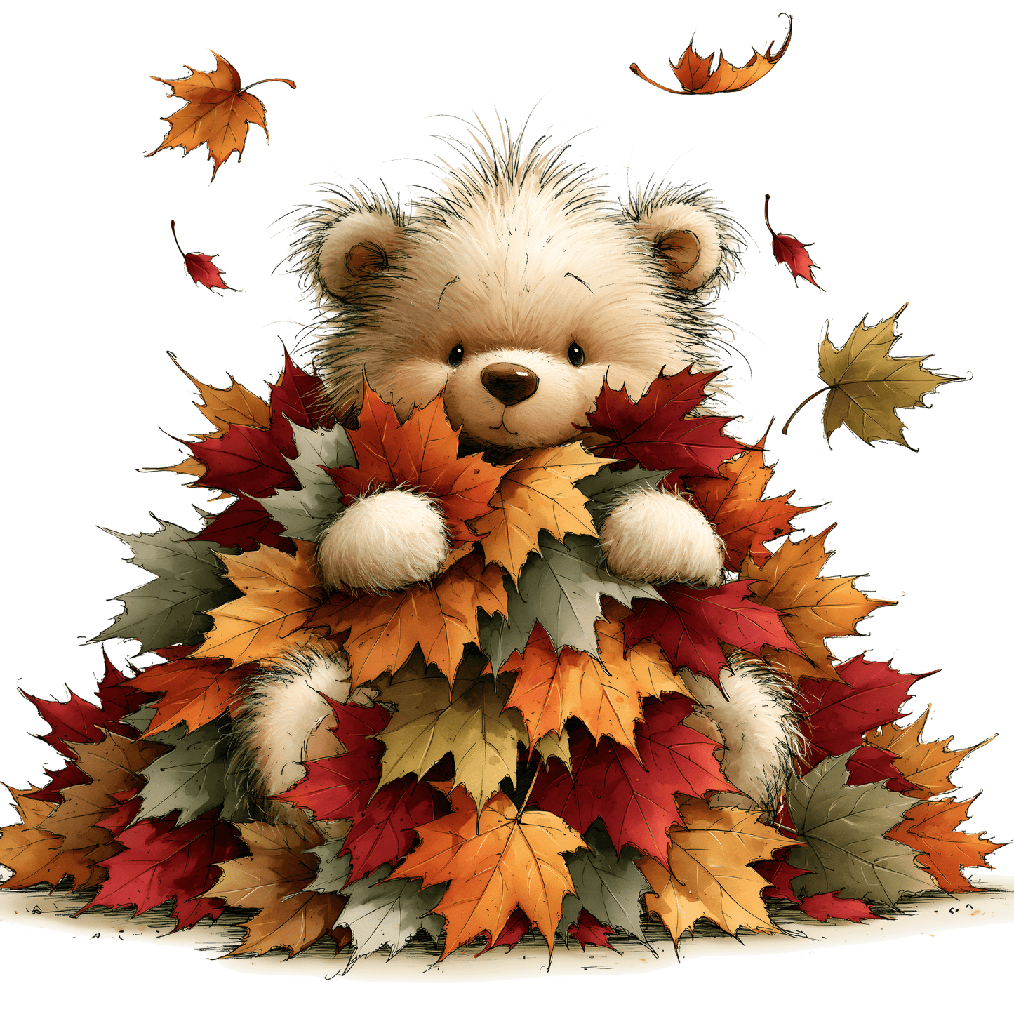 Bügelbild Herbstwald Tiere #2 Teddy