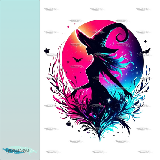 Bügelbild Hexen Neon Silhouette  #1