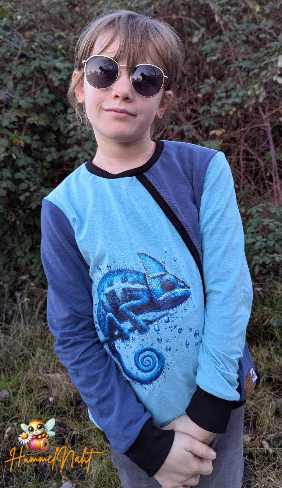 Bügelbild Chamäleon 3D Tropfen blau Fylou's Style