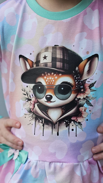 Bügelbild Cool Reh mit Karo Cap Fylou's Style