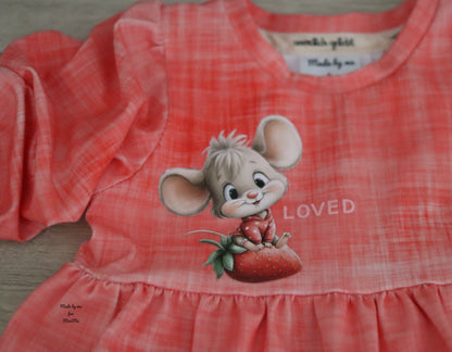 Bügelbild Erdbeer Maus