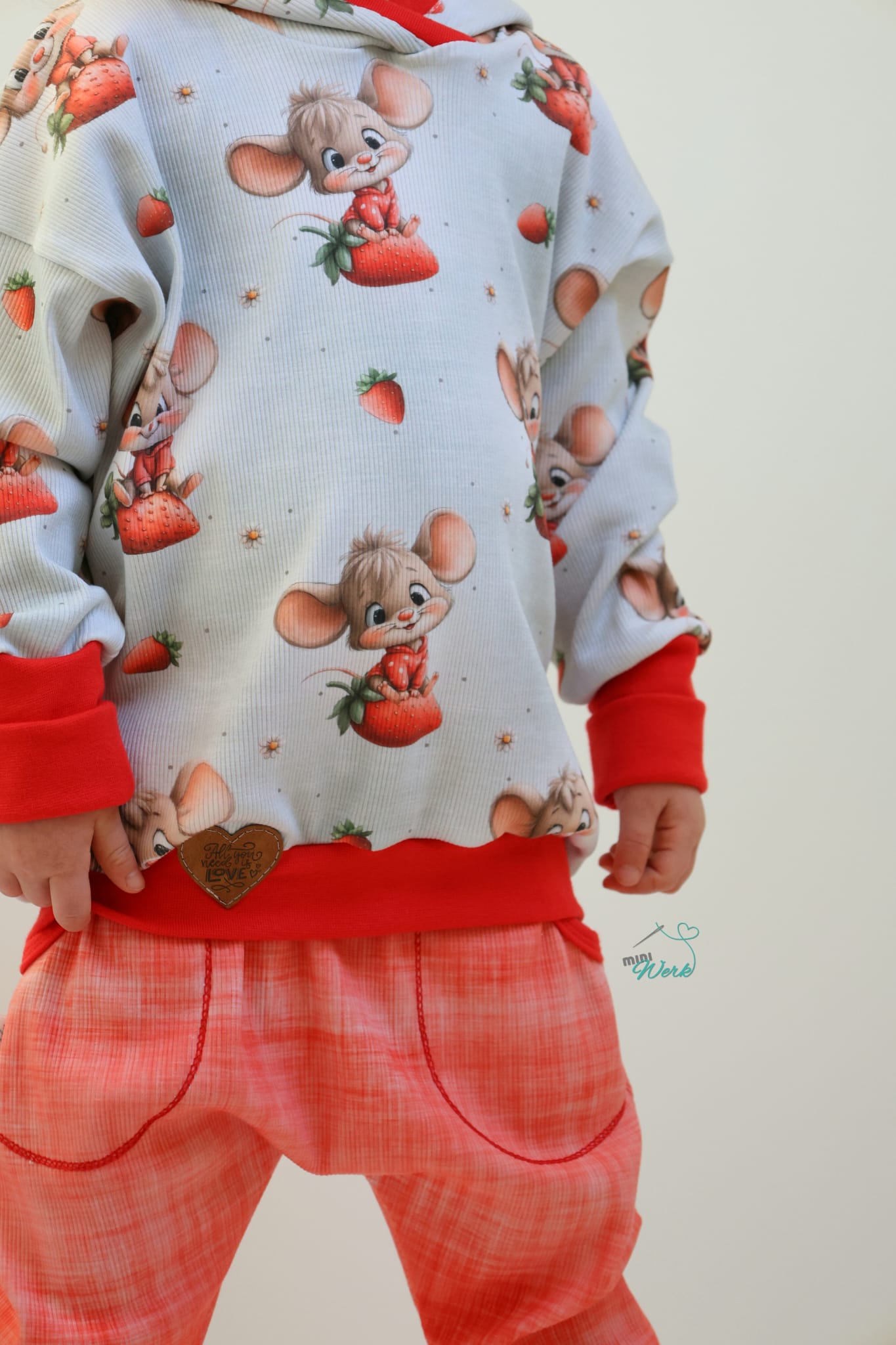 Ripp-Jersey Leinenoptik Erdbeerrot