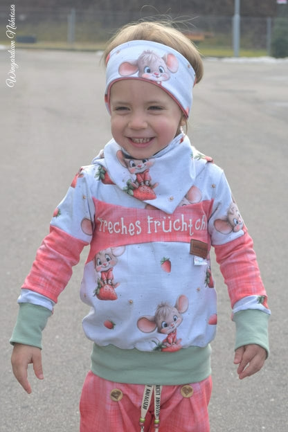 Kinderstoff Erdbeer Maus
